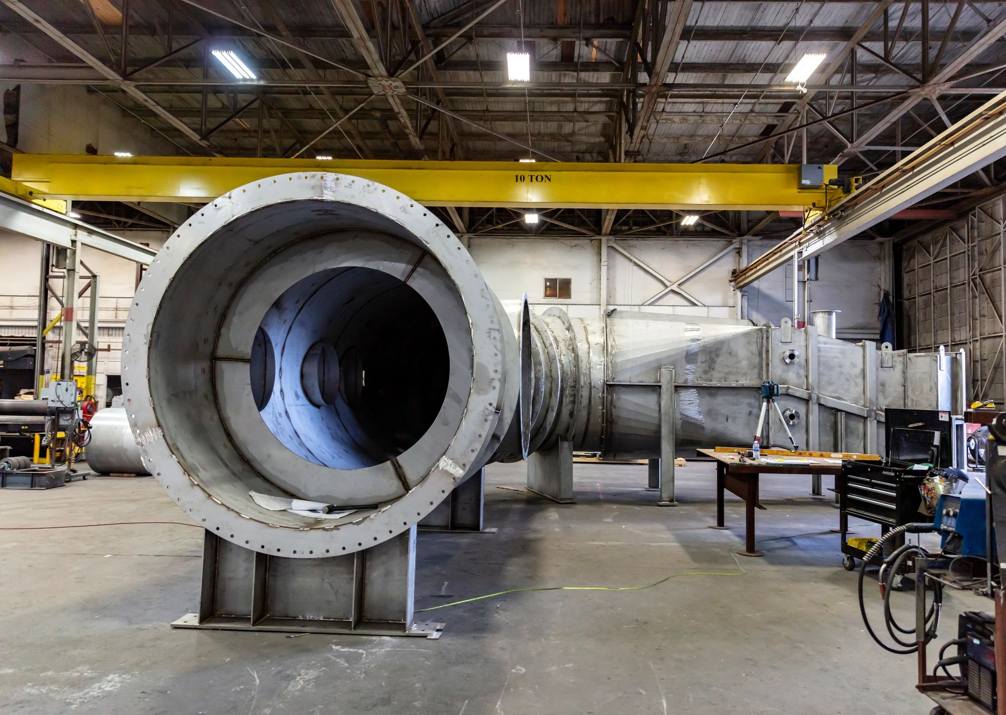 Industrial facility interior with large equipment