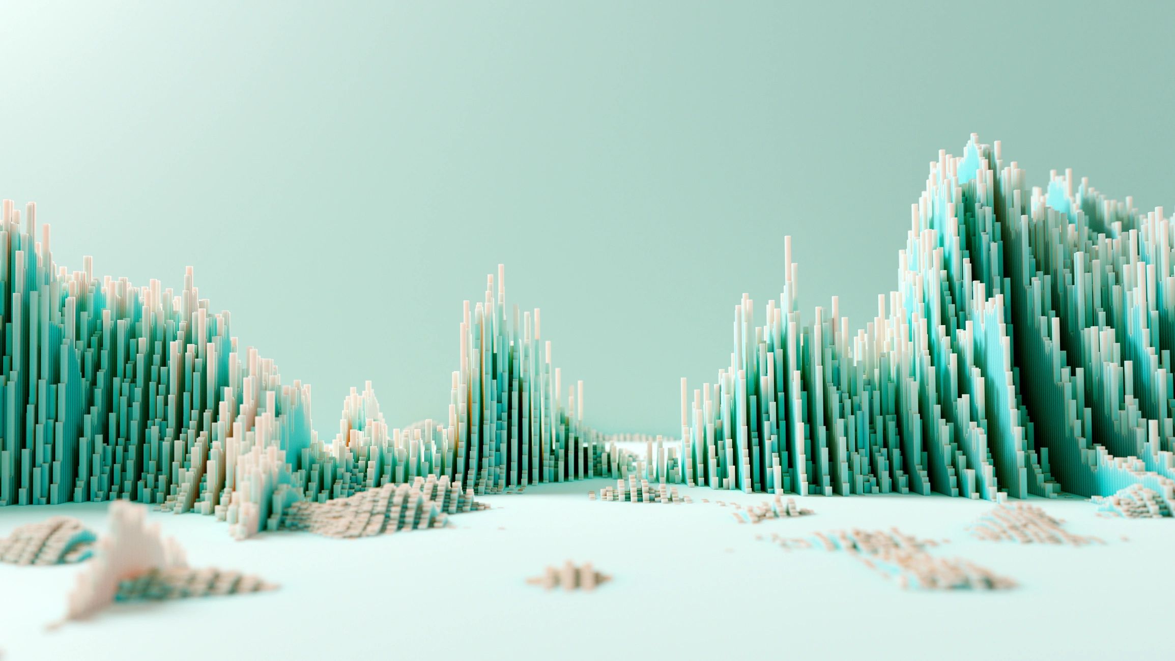Abstract 3D terrain visualization suggesting atmospheric modelling and contours